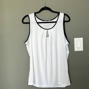 BOGO FREE ALL ITEMS! Ricki’s NWOT white sleeveless keyhole blouse black accent